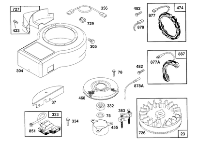 Blower Hsg,alternator,elect Diagram and Parts List for 259707-4007-XX  Briggs and Stratton Engine